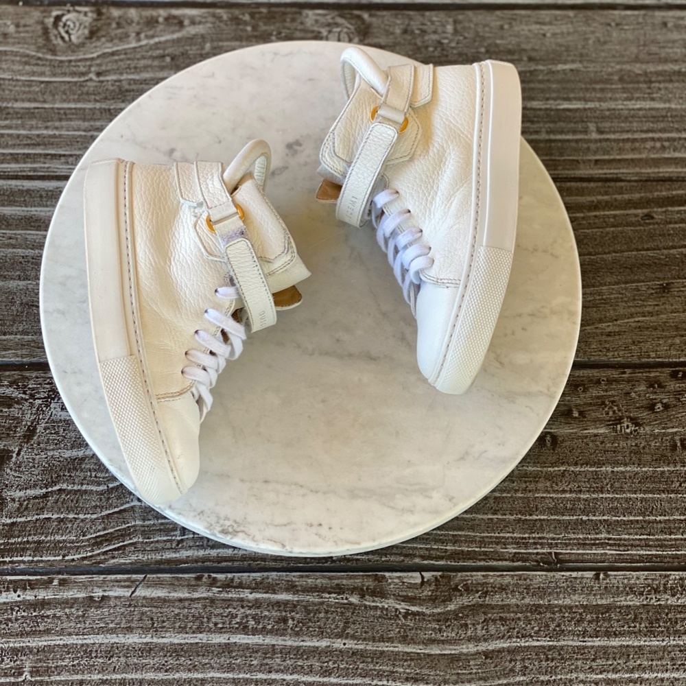Kids Unisex 100MM WHITE High Top Sneakers Italian - Picture 2 of 7